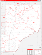 Pine County Wall Map Red Line Style