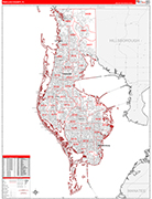 Pinellas County Wall Map Red Line Style