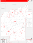Pittsburg County Wall Map Red Line Style