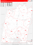 Pittsylvania County Wall Map Red Line Style
