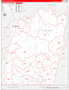 Pittsylvania County Wall Map Red Line Style