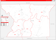 Piute County Wall Map Red Line Style