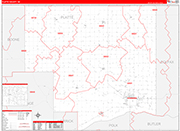 Platte County Wall Map Red Line Style