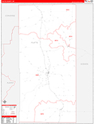 Platte County Wall Map Red Line Style