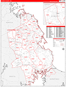 Plymouth Wall Map Red Line Style