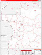 Polk County Wall Map Red Line Style