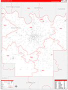 Pontotoc County Wall Map Red Line Style