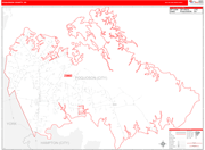 Poquoson County Wall Map Red Line Style