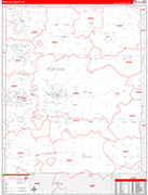 Portage County Wall Map Red Line Style