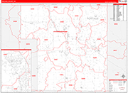 Portage County Wall Map Red Line Style