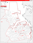 Portsmouth County Wall Map Red Line Style