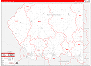 Pottawatomie County Wall Map Red Line Style