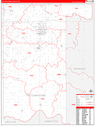 Pottawatomie County Wall Map Red Line Style