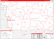 Pottawattamie County Wall Map Red Line Style