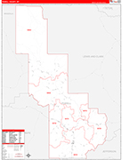 Powell County Wall Map Red Line Style