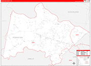 Powhatan County Wall Map Red Line Style