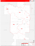 Prairie County Wall Map Red Line Style