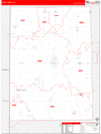 Preble County Wall Map Red Line Style