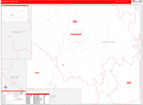 Prentiss County Wall Map Red Line Style