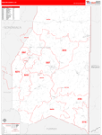 Preston County Wall Map Red Line Style