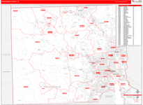 Providence County Wall Map Red Line Style