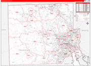 Providence Wall Map Red Line Style