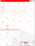 Pueblo County Wall Map Red Line Style