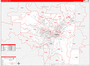 Pulaski County Wall Map Red Line Style
