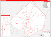 Pulaski County Wall Map Red Line Style