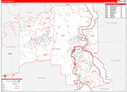 Putnam County Wall Map Red Line Style