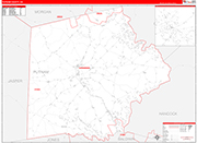 Putnam County Wall Map Red Line Style