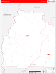 Quitman County Wall Map Red Line Style