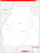 Quitman County Wall Map Red Line Style