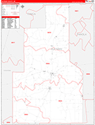 Quitman County Wall Map Red Line Style