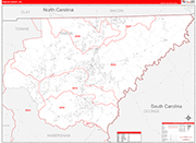 Rabun County Wall Map Red Line Style