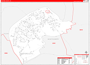 Radford County Wall Map Red Line Style