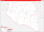 Rains County Wall Map Red Line Style