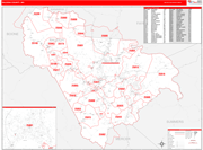 Raleigh County Wall Map Red Line Style