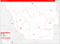 Randolph County Wall Map Red Line Style