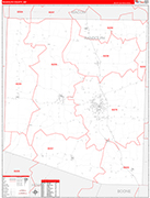 Randolph County Wall Map Red Line Style