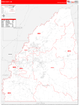 Rankin County Wall Map Red Line Style