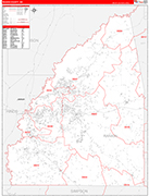 Rankin County Wall Map Red Line Style