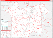 Rapides County Wall Map Red Line Style
