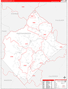 Rappahannock County Wall Map Red Line Style