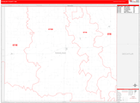 Rawlins County Wall Map Red Line Style