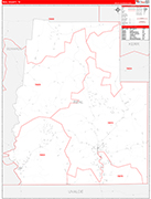 Real County Wall Map Red Line Style