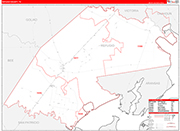 Refugio County Wall Map Red Line Style