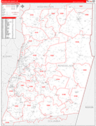 Rensselaer Wall Map Red Line Style