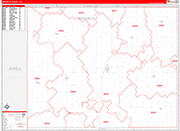 Republic County Wall Map Red Line Style
