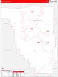 Reynolds County Wall Map Red Line Style